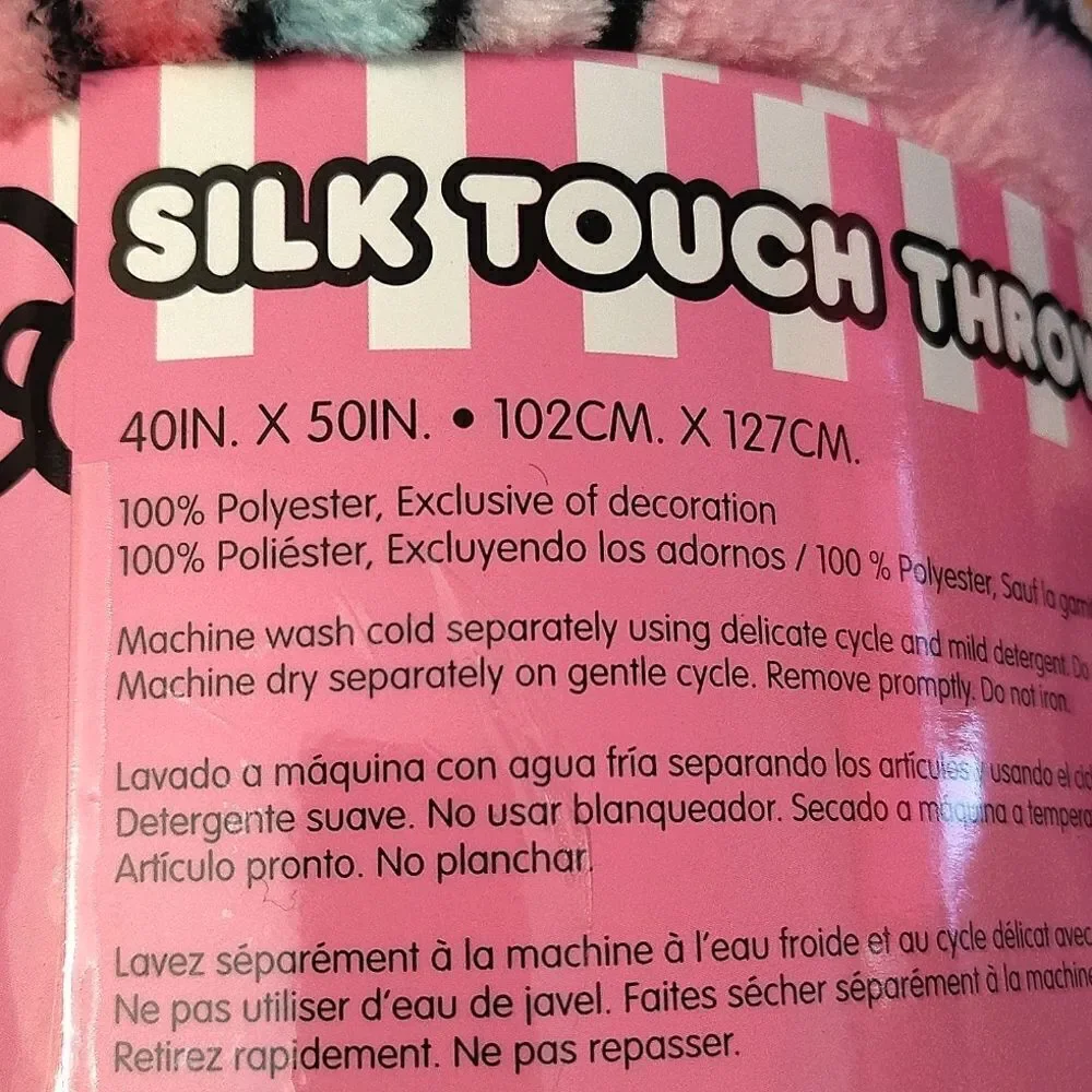 HELLO KITTY Printed Silk Touch Throw Blanket NWT Pink Bows 40x50